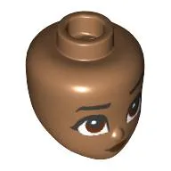 Minidoll Head with Black Eyebrows, Reddish Brown Eyes Looking Up, Dark Red Lips print