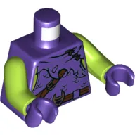 Torso Tunic, Tattered, Scales, Reddish Brown Belt, Cloak Print, Lime Arms, Dark Purple Hands