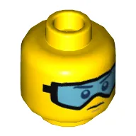 Minifig Head, Blue Snow Goggles Print [Hollow Stud]