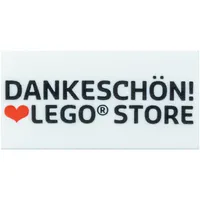 Tile 2 x 4 with 'DANKESCHÖN! LEGO STORE' print