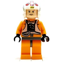 Luke Skywalker, Orange Rebel Pilot Outfit, Dark Bluish Gray Hips, White Pupils