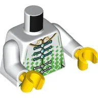 Torso, Robe, Dark Turquoise/White Laces, Bright Green Scales, Gold/Dark Azure Yin Yang Dragons print, White Arms, Yellow Hands