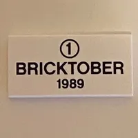 Tile 2 x 4 with '1' in Circle, 'BRICKTOBER 1989' print
