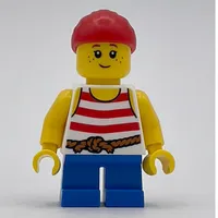 Kid Pirate - Red Striped Shirt, Blue Legs, Red Bandana