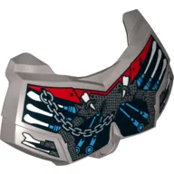 Large Figure Chest Cover, Armour Small with Chain, Fangs, Red Background and Medium Azure Pipes Print