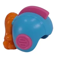 Helmet, Retro Space with Dark Pink Fins, Orange Long Hair Pattern