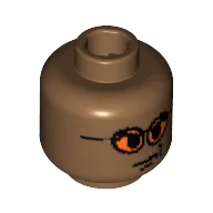 Minifig Head, Glasses with Orange Sunglasses and Smirk Print