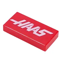 Tile 1 x 2 with White 'HAAS' print