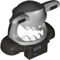 Mask Shark Head with Dark Bluish Gray Back, Extended Eyes, White Teeth, Pearl Titanium Shoulder Pads, and Front Battery Panel Print