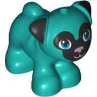 Animal, Dog, Pug - Standing with Blue Eyes, Black Face and Ears, and Pink Nose Print