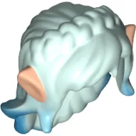 Hair Long Wavy with Dark Azure Tips, Braid, Bangs and Light Nougat Elf Ears Print