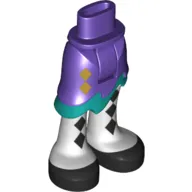 Minidoll Hips and Asymmetrical Skirt with Wave Hem Dark Turquoise, and White Legs, Black Shoes Print