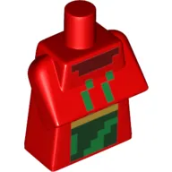 Torso Special, Long with Folded Arms with Pixelated Dark Red, Green, and Dark Green Squares Print