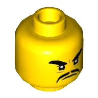Minifig Head Shark Army / Officer Toque, Thick Eyebrows and Moustache, Angry Expression Print [Hollow Stud]