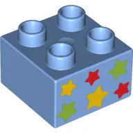 Duplo Brick 2 x 2 with 6 Stars Print