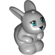 Animal, Rabbit / Bunny Sitting with Blue Eyes, Black Nose and Mouth and White Beard Print