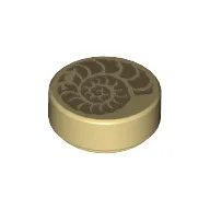 Tile Round 1 x 1 with Ammonite Fossil Print