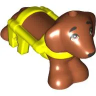 Animal, Dog, Dachshund with Vibrant Yellow Harness Pattern, Black Eyes print (Pickle)