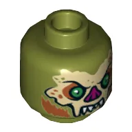 Minifig Head Mutated Dr. O'Neil, Bat with Fangs, Green Eyes and Magenta Nose Print [Hollow Stud]
