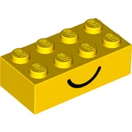 Brick 2 x 4 with Smile and Frown Print on Opposite Sides