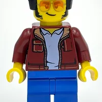 Dark Red Torso, Blue Legs, Black Hair