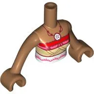 Minidoll Torso Woman, Tan, White, and Red Wrap Top, Necklace Print, Medium Nougat Arms and Hands