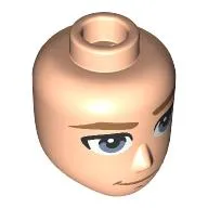 Minidoll Head Male Dark Tan Eyebrows, Bright Light Blue Eyes, Thin Smile