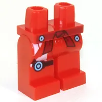 Hips and Red Legs with Dark Red Belt Sash, Black Knee Strap with Medium Azure Circle Print