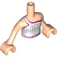 Minidoll Torso Girl with Sleeveless Top with White and Magenta Print, Light Nougat Arms and Hands