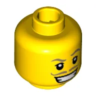 Minifig Head Swashbuckler, Moustache Dark Tan Thin, Goatee, Wide Smile with Teeth Print [Hollow Stud]