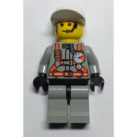 Fireman, Light Gray Fire Suit with Gauges and Straps, White Cap, Headset