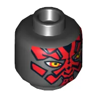 Minifig Head Darth Maul, Red Face and Narrowed Eyes Print