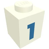 Brick 1 x 1 with Blue '1' Print (Bold Font)