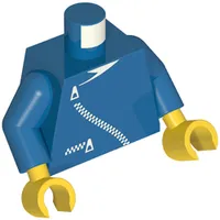 Torso Jacket, Zipper Curved and Pocket Print (white zipper), Blue Arms, Yellow Hands