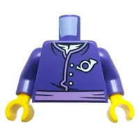 Torso, Tunic, Lavender Trim, Sash, Silver Postal Symbol print, Dark Purple Arms, Yellow Hands