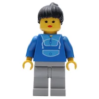 Woman - Blue Jogging Suite, Light Gray Legs