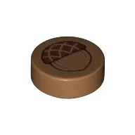 Tile Round 1 x 1 with Small Acorn Print