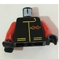 Torso Jacket with Red Extreme Team X Logo on Back Print, Red Arms, Black Hands