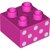 Duplo Brick 2 x 2 with 8 White Dots Print