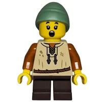 Kid, Tan Torso, Dark Brown Legs, Sand Green Hat