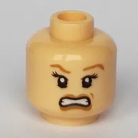 Minifig Head Elizabeth Swann Turner, Light Brown Eyebrows and Dimple Smiling / Scared Print