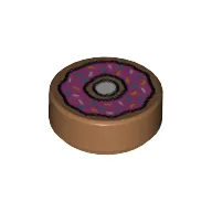 Tile Round 1 x 1 with Doughnut with Dark Pink Frosting and Sprinkles Print