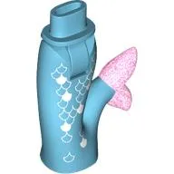 Minidoll Hips and Fishtail (Mermaid) with Silver Decorations, Lavender Tail Print