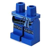 Hips and Blue Legs with Bright Light Blue Sash Belt, Black Robetails, Knee Wraps Print