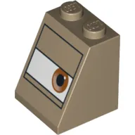 Slope 65° 2 x 2 x 2 with Bottom Tube and Eye, Brown in White Rectangle Print (Sarge)