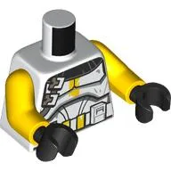 Torso, Clone Commander Armor, Black Pauldron, Yellow Markings, White Items on Utility Belt print, Yellow Arms, Black Hands