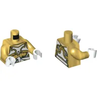 Torso Armor with White Panels and Tied Sash Belt, Pearl Gold Arms, White Hands
