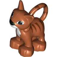 Duplo Animal Cat / Kitten Striped with White Chest and Mouth Print