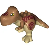 Duplo Dinosaur Tyrannosaurus Rex with Red Stripes, Tan Belly Print