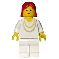 Woman, White Shirt with Gold Necklace, White Legs, Red Hair